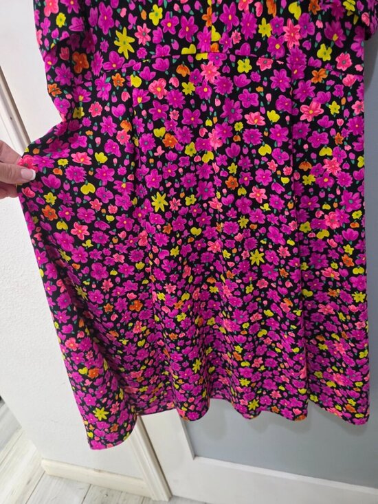Kate Spade Bright Floral Puff Sleeve Dress Size 6 Multicolor A-Line - Picture 7 of 11